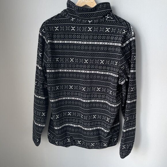 Jachs Cabin Women's‎ Brushed Fleece Pullover Sweater Black Fair Isle Size Large - Picture 8 of 8